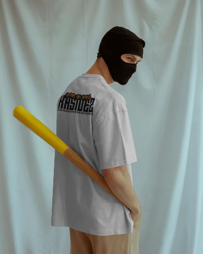 Grey KasiDez tee worn by a model